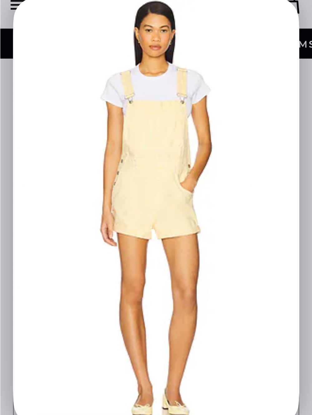 Free People Pale Yellow Short Overalls Romper